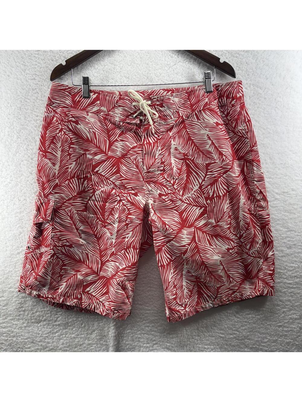 Polo Ralph Lauren Hawaiian Swim Trunks Boardshorts Mens 34 Shorts Floral Red
